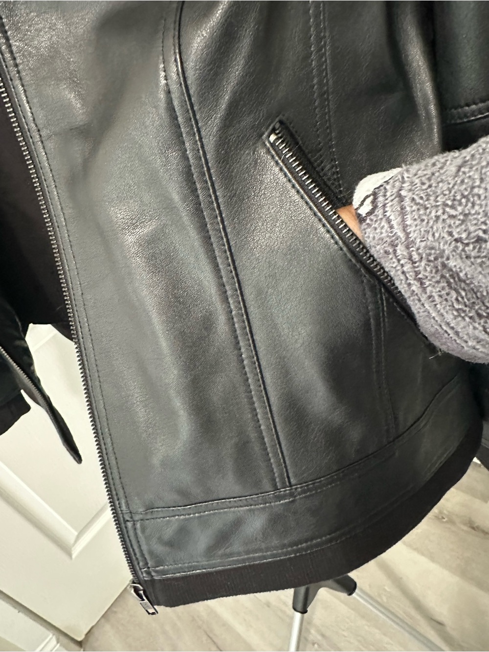 Quince Black Leather Hooded Jacket - Picture 11 of 17